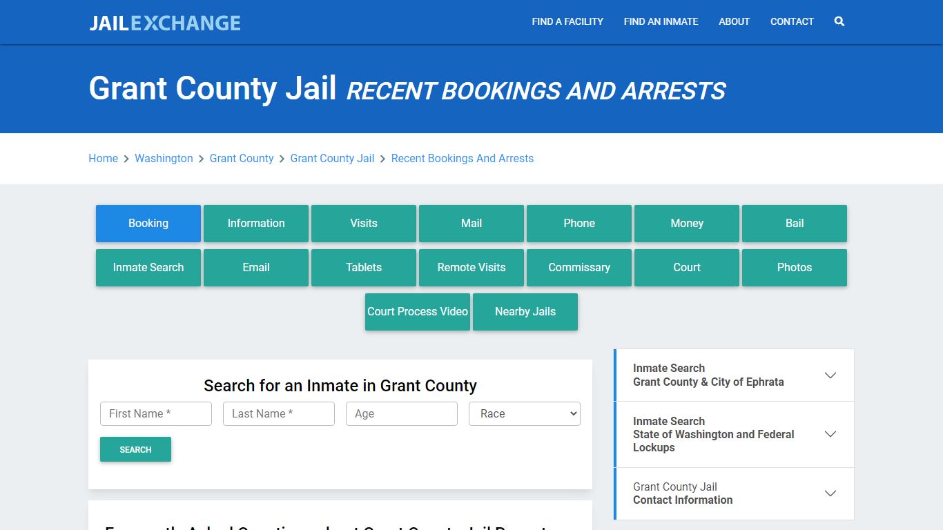 Grant County Jail WA Recent Arrests and Bookings - Jail Exchange